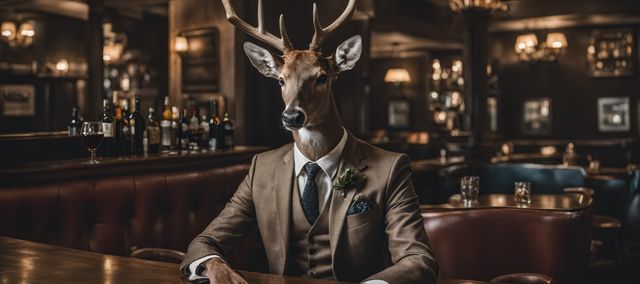 A debonair bar patron that happens to be a business deer